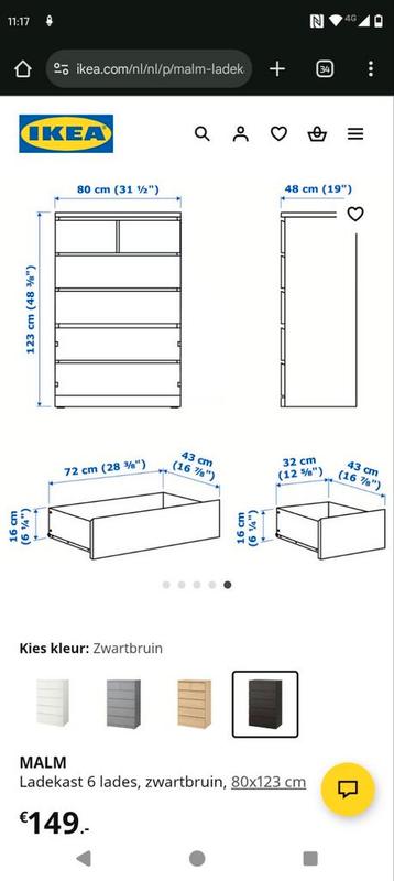 Malm ladekast Ikea 6 lades - afbeelding 4 Malm ladekast Ikea 6 lades - afbeelding 4
