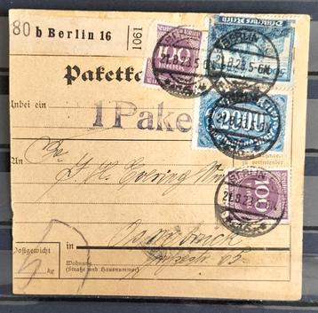 Duitse Rijk Paketkarte uit Berlin 1923.