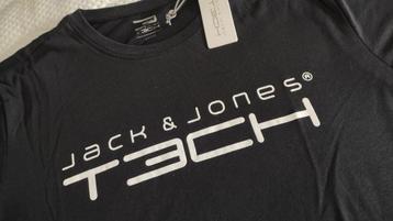 Nieuw zwart t-shirt van Tech Jack & Jones maat L