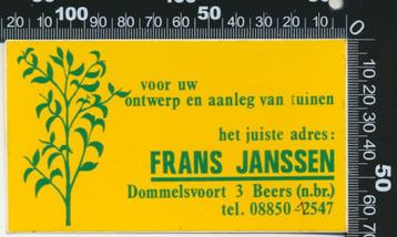 Sticker: Frans Janssen - Voor uw ontwerp en aanleg van tuine