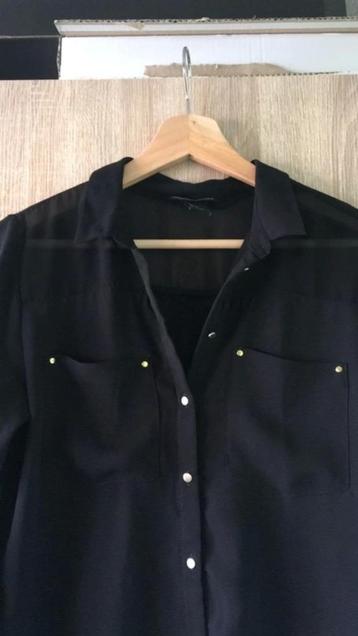 H&M Zwarte nette doorschijnende blouse knoopjes zwart