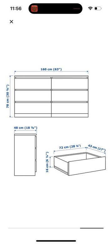 Malm kast zwart ikea zes lades - afbeelding 2 Malm kast zwart ikea zes lades - afbeelding 2