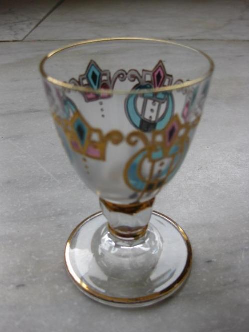 likeurglas met goud kristal handbeschilderd glas emaille, Verzamelen, Glas en Borrelglaasjes, Nieuw, Borrel- of Shotglas, Ophalen of Verzenden