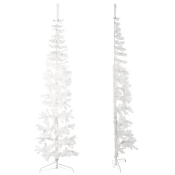 Halve kunstkerstboom met standaard 2,20 meter wit