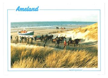 904369	Ameland	Paarden	Reddingsboot	Postzegel afgeweekt	    