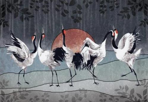 Kraanvogel behang Japanese Cranes, Vogel, Fotobehang4you, Huis en Inrichting, Stoffering | Behang, minder dan 10 m², Verzenden