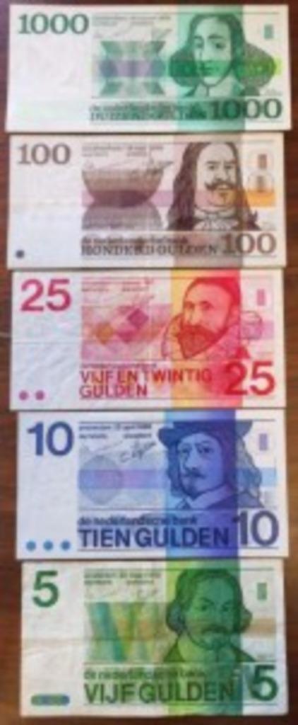 Nederland set Erflaters 5 t/m 1000 Gulden, Postzegels en Munten, Bankbiljetten | Nederland, Setje, 1000 gulden, Ophalen of Verzenden