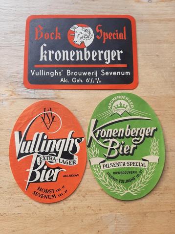 Etiket kronenberger bier Horst Sevenum Vullinghs bier