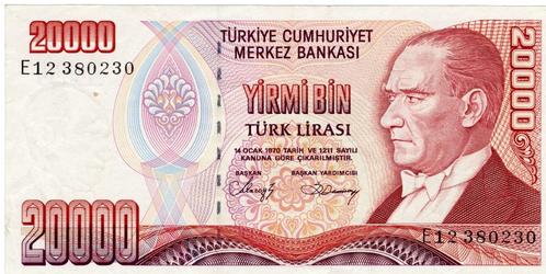 24-526 Turkije 20.000 lire ND, Postzegels en Munten, Bankbiljetten | Azië, Los biljet, Midden-Oosten, Verzenden