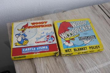 16mm 8mm film in doosje oud 2 x woody woodpecker