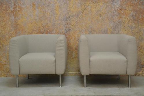 ZGAN 2 beige stoffen design fauteuils van Moroso setprijs!, Huis en Inrichting, Fauteuils, Zo goed als nieuw, Metaal, Stof, 75 tot 100 cm