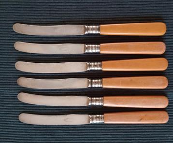6x zilver antiek botermessen /side knives