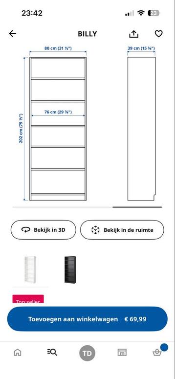 Ikea Billy Boekenkast - 80x39x202cm - Uit elkaar gehaald - afbeelding 1 Ikea Billy Boekenkast - 80x39x202cm - Uit elkaar gehaald - afbeelding 1