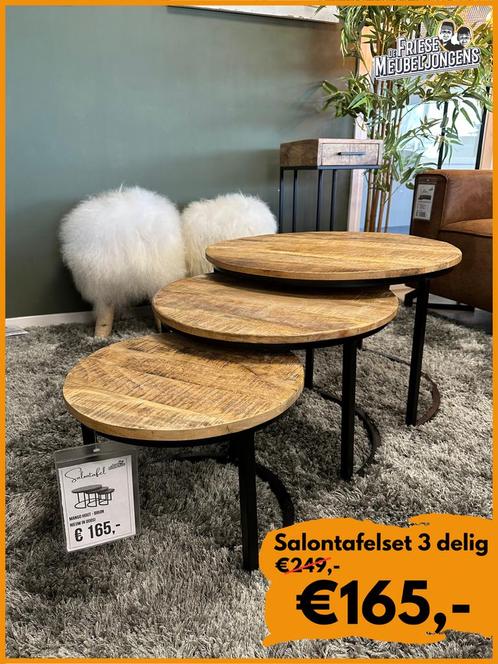 Bijzettafel Set | 3 - Delig | Mangohout | €165,- per set, Huis en Inrichting, Tafels | Salontafels, Ophalen of Verzenden