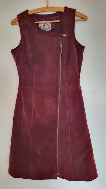 Echt Leren suede jurk xs Steps bordeaux