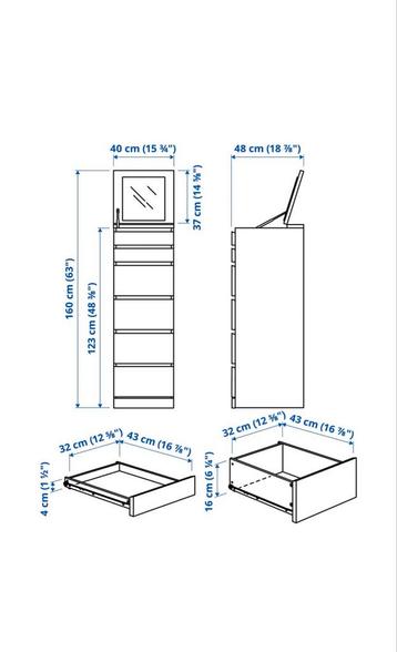 Ikea Malm 6 ladekast met spiegel - afbeelding 5 Ikea Malm 6 ladekast met spiegel - afbeelding 5