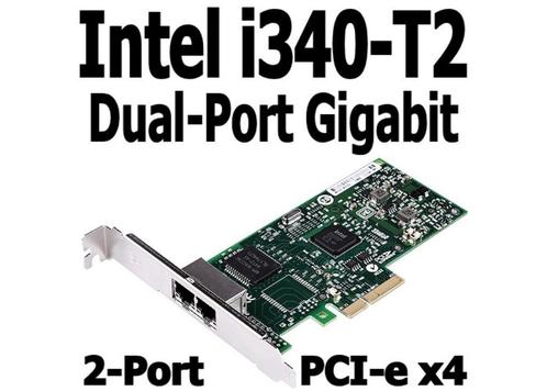 Intel i340-T2 Dual Port PCI-e x4 Ethernet Adapter ESXi 7 W11, Computers en Software, Netwerkkaarten, Gebruikt, Ophalen of Verzenden