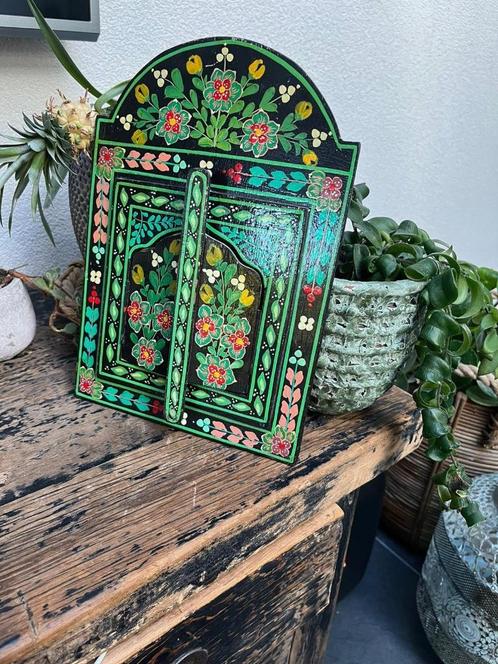 Marokkaans handbeschilderd vintage spiegels oosters arabisch, Huis en Inrichting, Woonaccessoires | Spiegels, Gebruikt, Minder dan 50 cm