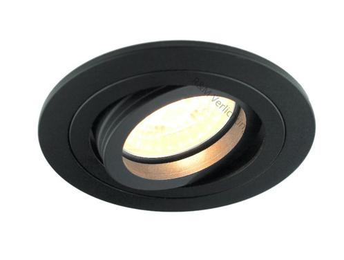 Zwarte inbouwspot GU10 LED kantelbaar, Huis en Inrichting, Lampen | Spots, Nieuw, Plafondspot of Wandspot, Metaal of Aluminium