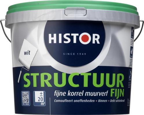 Histor Structuur Fijn Muurverf - 5 liter - Wit, Doe-het-zelf en Verbouw, Verf, Beits en Lak, Nieuw, Verf, 5 tot 10 liter, Wit