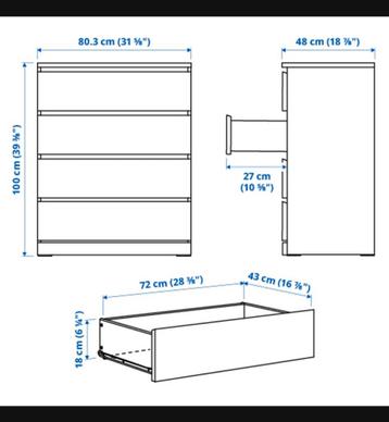 IKEA Malm ladekast – Zwart/Bruin – 80x100x48 - afbeelding 2 IKEA Malm ladekast – Zwart/Bruin – 80x100x48 - afbeelding 2