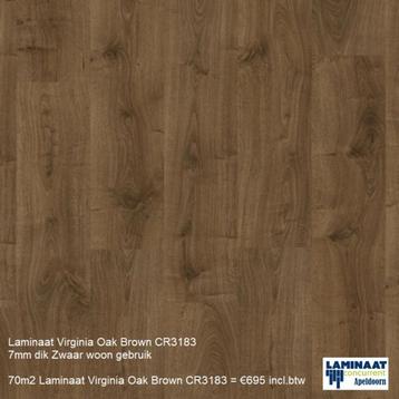 70m2 Laminaat Virginia Oak Brown CR3183 7mm = €695 incl.btw