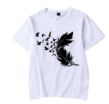 Nieuw wit XL T-shirt Veer & vogels