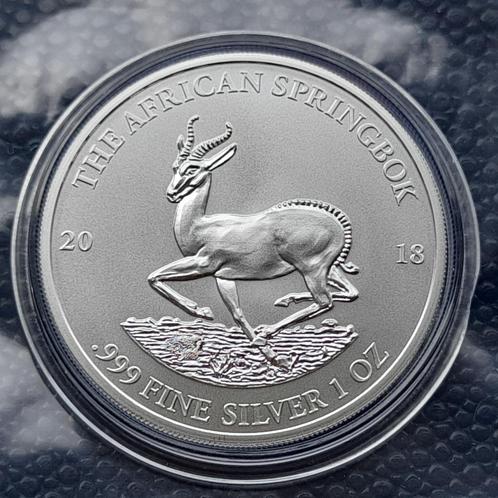 2018 1 oz Zilveren Gabun Afrikaanse Springbock, Postzegels en Munten, Munten | Afrika, Losse munt, Overige landen, Zilver, Ophalen of Verzenden