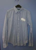Ralph Lauren overhemd blauw wit gestreept wit logo 164 28619