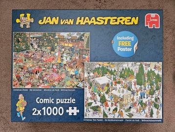 Dubbele puzzel Van Haasteren. Kerstdiner en kerstbomenmarkt.