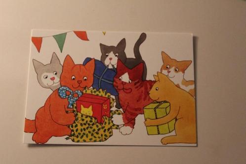 Katten Postkaart - Dikkiedik krijgt een Cadeaux, Poezen, Verzamelen, Ansichtkaarten | Dieren, Ongelopen, 1980 tot heden, Hond of Kat