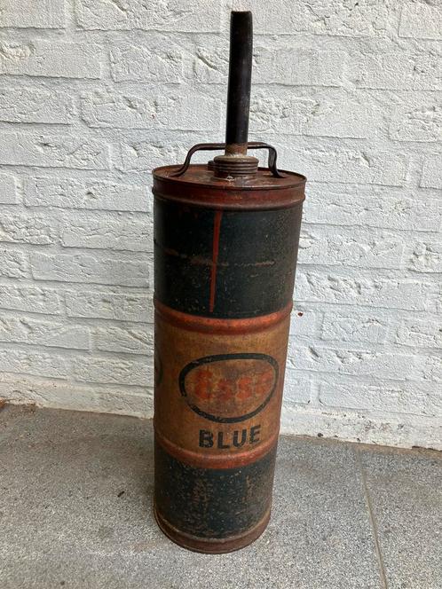 Esso Blue olieblik oud jaren 60 oliekan met tuit 10 liter, Verzamelen, Merken en Reclamevoorwerpen, Gebruikt, Ophalen of Verzenden