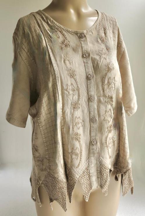 Superleuke RAPP blouse met borduursels en punten, Kleding | Dames, Blouses en Tunieken, Zo goed als nieuw, Maat 42/44 (L), Beige