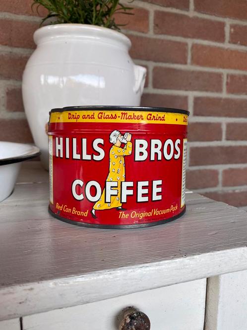Hills Bros koffie blik Amerikaans zeldzaam, Verzamelen, Blikken, Gebruikt, Koffie, Overige merken, Ophalen of Verzenden