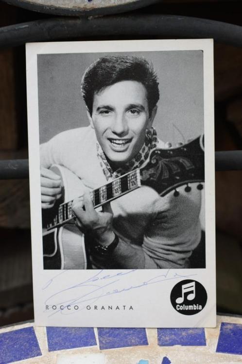 Oude zwart wit kaart Rocco Granata  Marina met handtekening, Verzamelen, Muziek, Artiesten en Beroemdheden, Gebruikt, Foto of Kaart