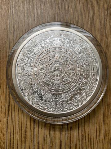 Aztec Calender silver round - 5 oz zilver 