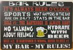 Bar rules always beer o clock bier reclamebord van metaal