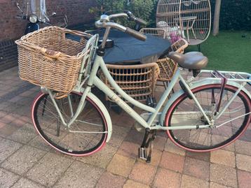 Cortina U4 fiets, lichtblauw, roze banden