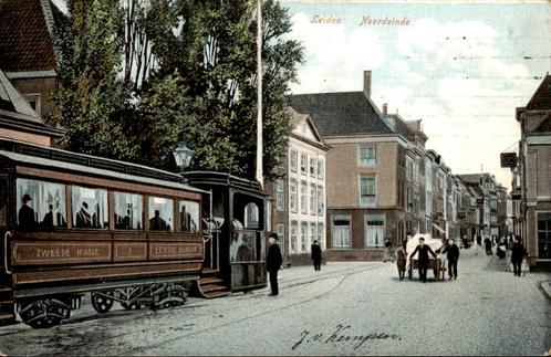Leiden - Noordeinde - Tram Stoomtram, Verzamelen, Ansichtkaarten | Nederland, Gelopen, Zuid-Holland, Voor 1920, Ophalen of Verzenden