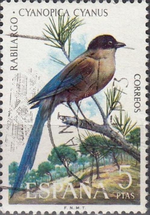 Spanje-SP1.9- 1973 - Vogels - Aziatische Blauwe Ekster, Postzegels en Munten, Postzegels | Europa | Spanje, Gestempeld, Verzenden