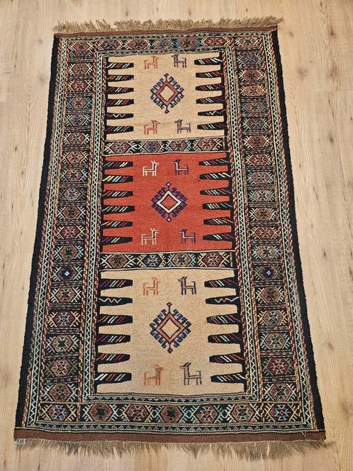 Vintage handgeweven Oosterse wollen kelim 180x106, Huis en Inrichting, Stoffering | Tapijten en Kleden, Gebruikt, 100 tot 150 cm