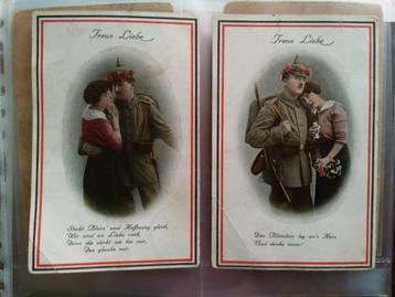 WO1 2 Duitse postkaarten  van 1 persoon