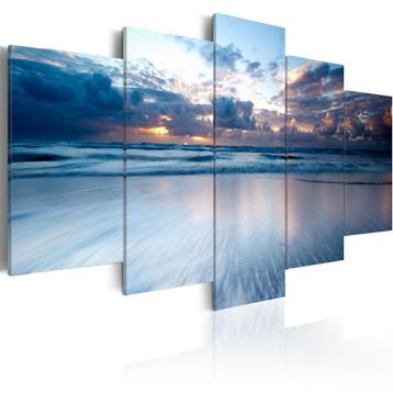 984 Blauwe Zee Sunset 5 Luik Schilderij 200x100cm Nieuw