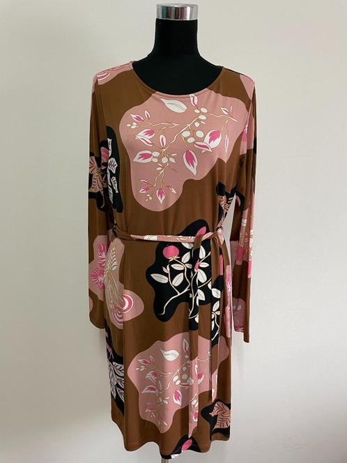 J362 - Bruin-roze Kyra & Ko jurk maat XL (1), Kleding | Dames, Jurken, Zo goed als nieuw, Maat 46/48 (XL) of groter, Bruin, Knielengte