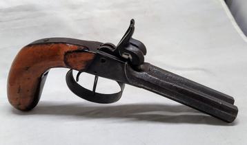 Antiek dubbelloops percussie zak pistool, rond 1850 LEGAAL