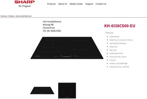 Nieuwe SHARP 4 pits inductie met dubbele cookbridge, Witgoed en Apparatuur, Kookplaten, Nieuw, Inbouw, Inductie, 4 kookzones, Energieklasse A of zuiniger