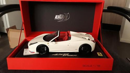 ZELDZAAM BBR 1/18 Ferrari 458 Spider Avus wit 2011(20/30), Hobby en Vrije tijd, Modelauto's | 1:18, Zo goed als nieuw, Auto, Overige merken