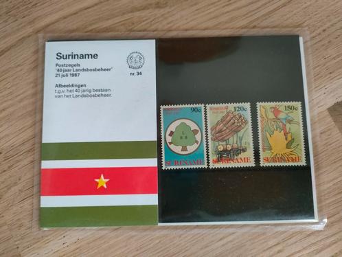Postzegelmapje Suriname nr 34, Postzegels en Munten, Postzegels | Suriname, Postfris, Ophalen of Verzenden