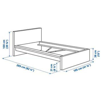 Ikea Malm 1 persoons bed wit - afbeelding 2 Ikea Malm 1 persoons bed wit - afbeelding 2