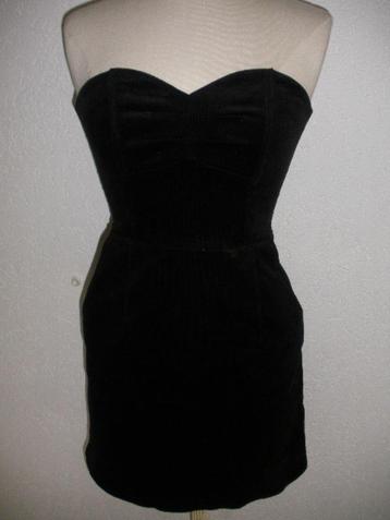 H&M jurk LBD strapless zwart rib maat 36 - nieuw -